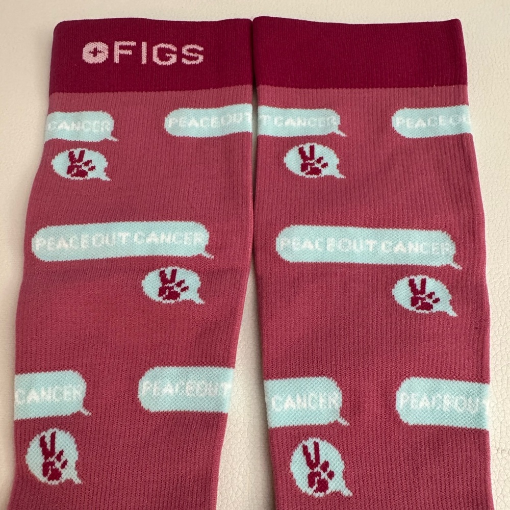 Figs compression socks “peace out cancer”